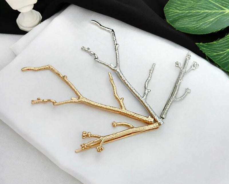 Fodattm Set of 3 Vintage Tree Branch Hair Clip Barrette Women Lady Hair Pin Head Dress DIY Hair Accessories (Silver) - Image 5
